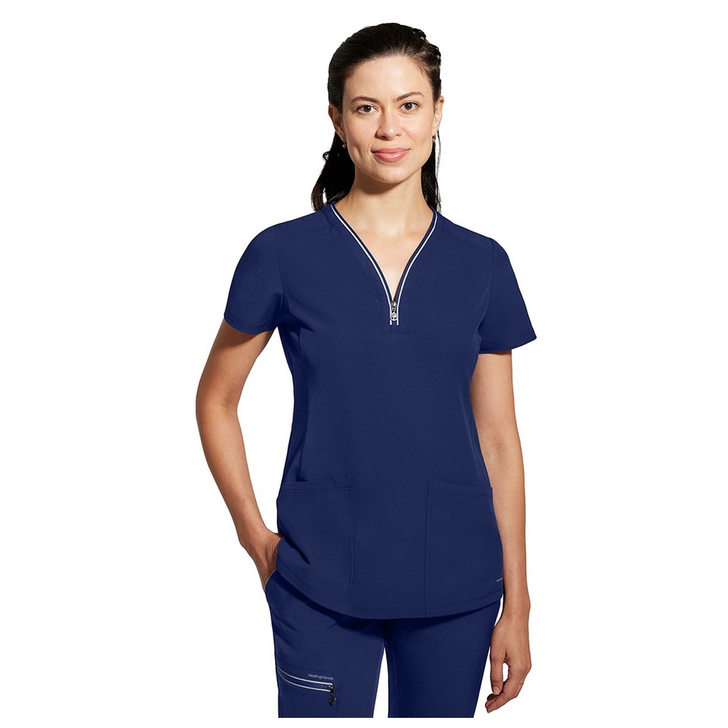 2274 Healing Hands HH360 Sonia Reflective Y-Neck Zip Top 