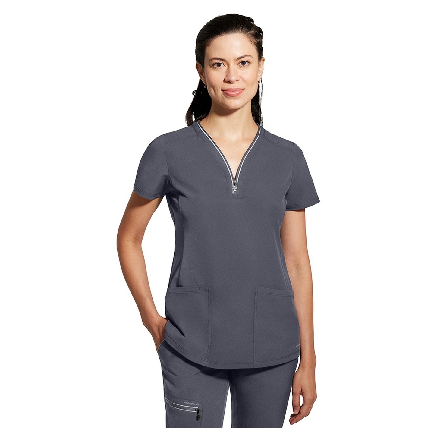2274 Healing Hands HH360 Sonia Reflective Y-Neck Zip Top 