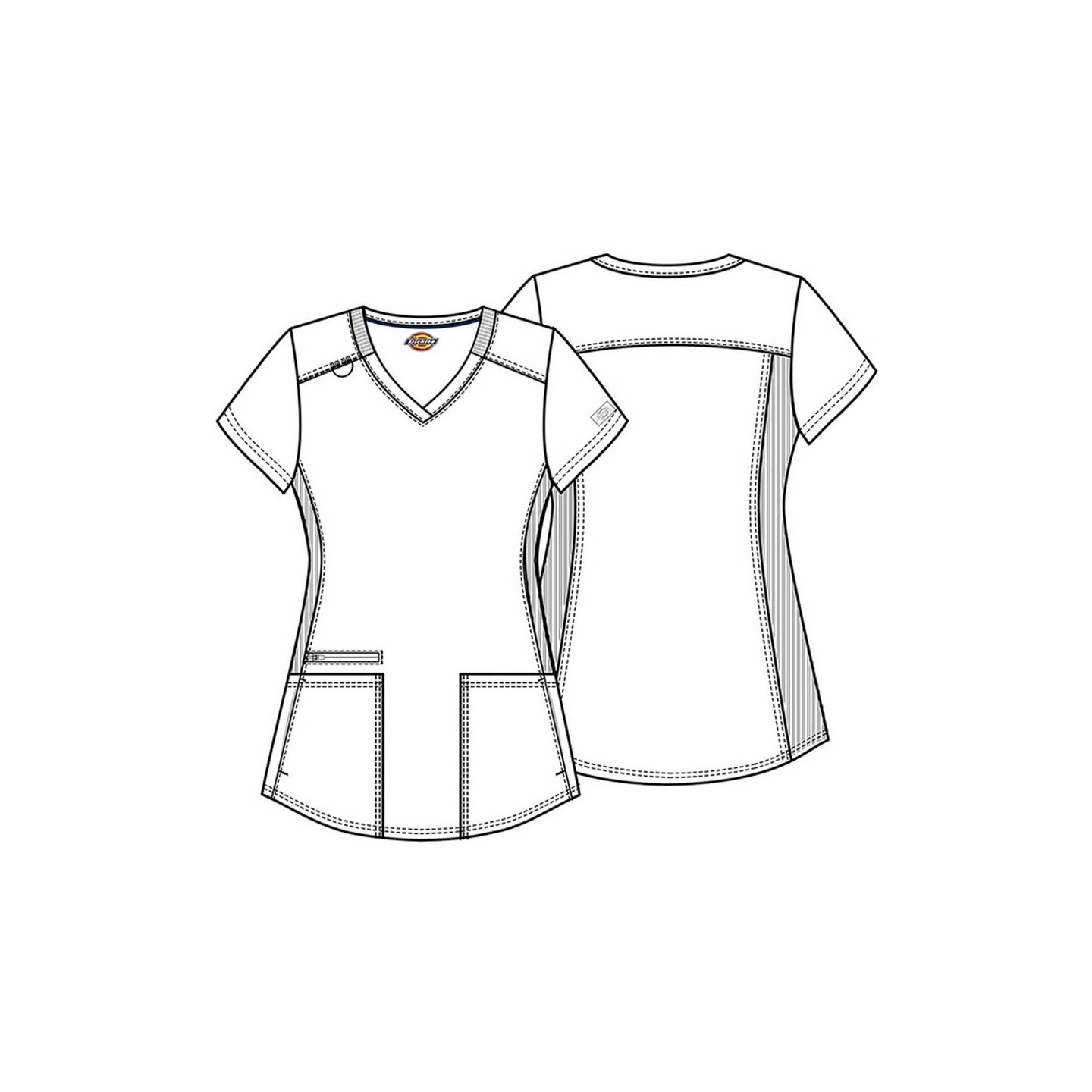 DK875 Dickies Balance Haut a Col en V et Panneaux Latéraux en Tricot Côtelé