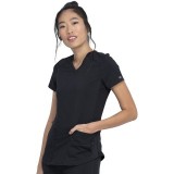 DK875 Dickies Balance V-Neck Top with Rib-Knit Panels