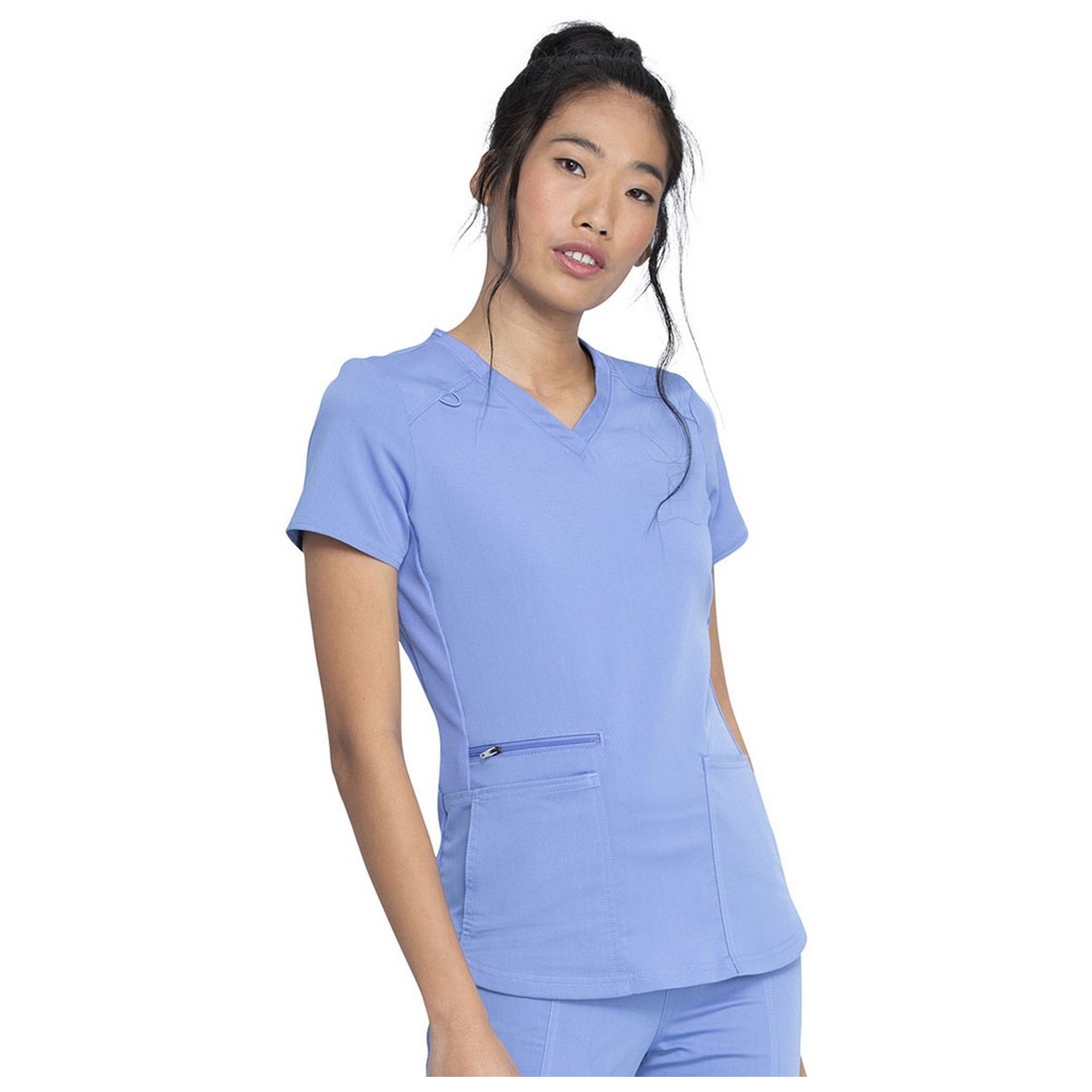 DK875 Dickies Balance V-Neck Top with Rib-Knit Panels