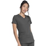 DK875 Dickies Balance V-Neck Top with Rib-Knit Panels