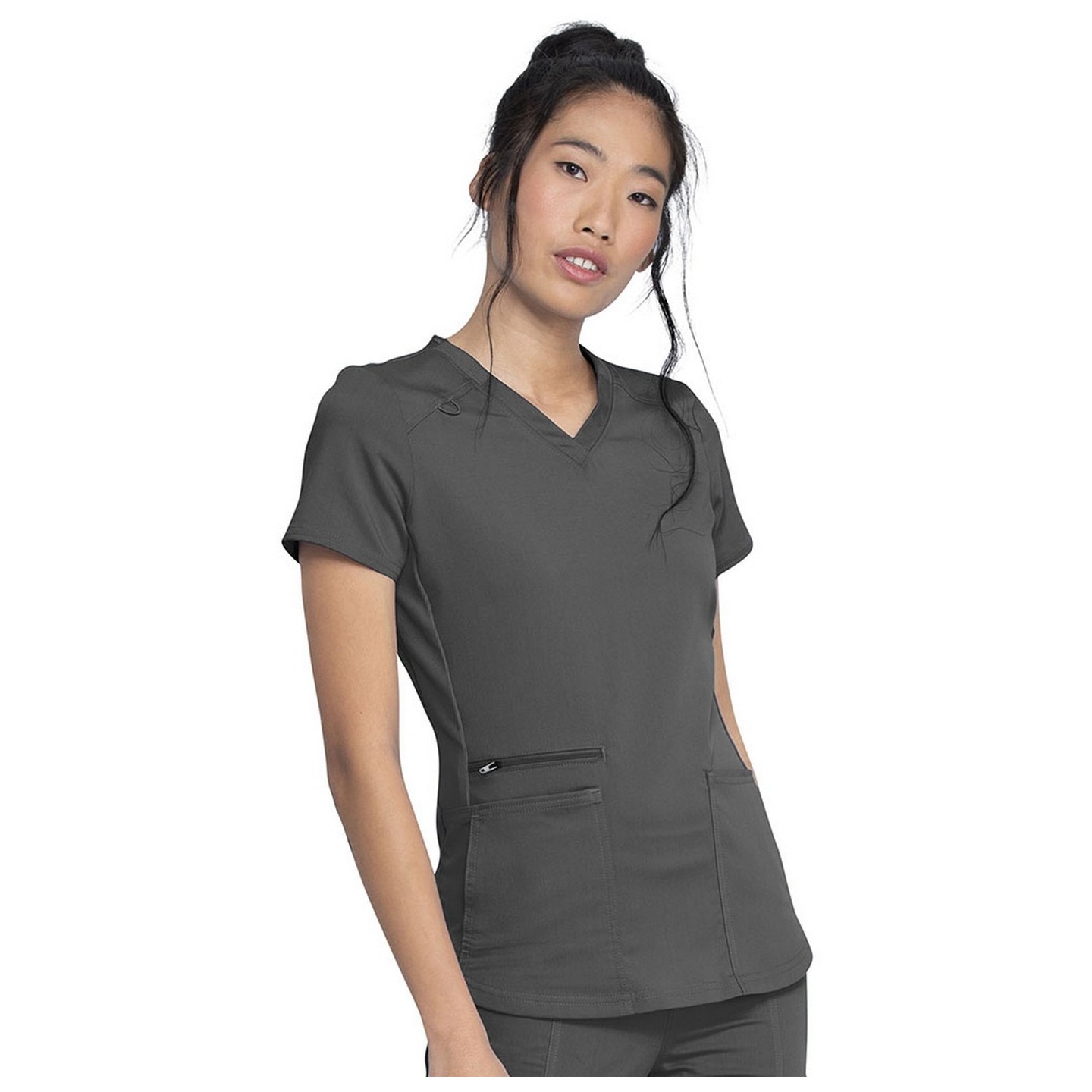 DK875 Dickies Balance Haut a Col en V et Panneaux Latéraux en Tricot Côtelé