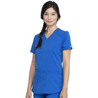 DK875 Dickies Balance V-Neck Top with Rib-Knit Panels