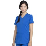 DK875 Dickies Balance V-Neck Top with Rib-Knit Panels