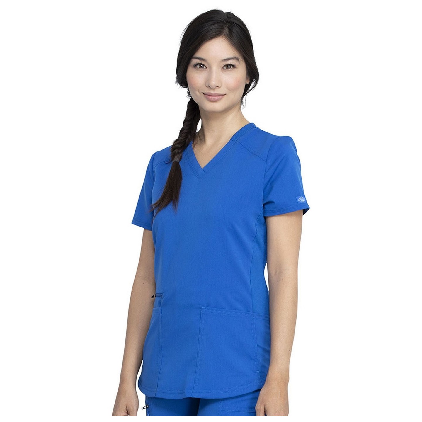 DK875 Dickies Balance V-Neck Top with Rib-Knit Panels