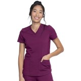DK875 Dickies Balance V-Neck Top with Rib-Knit Panels