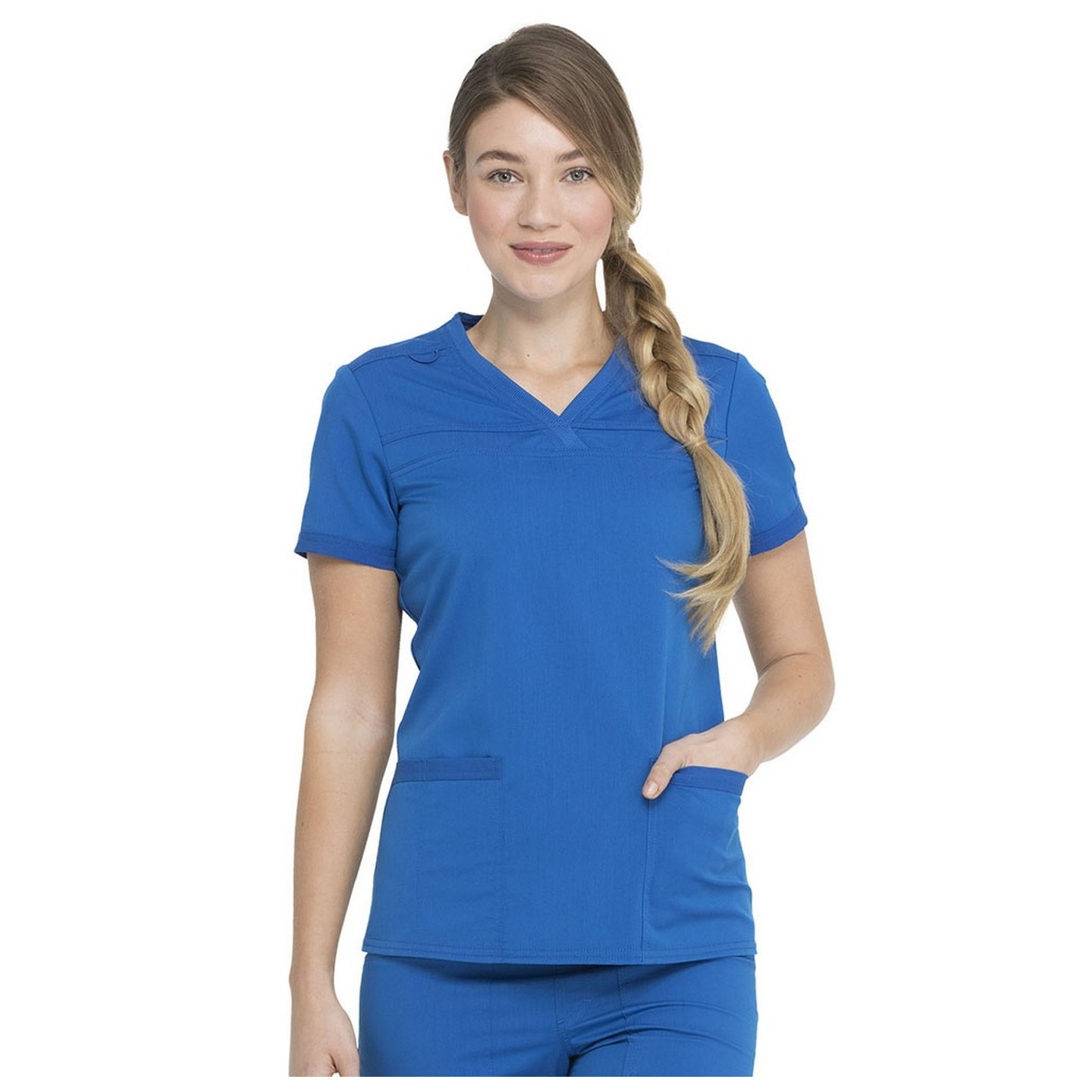 DK870 Dickies Balance Haut a Col en V et Panneaux Latéraux en Tricot Côtelé