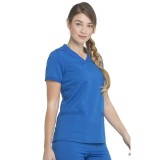 DK870 Dickies Balance Haut a Col en V et Panneaux Latéraux en Tricot Côtelé