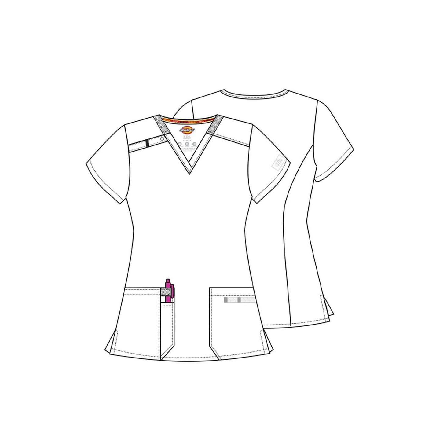 DK615 Dickies EDS Essentials 2 Pocket V-Neck Top