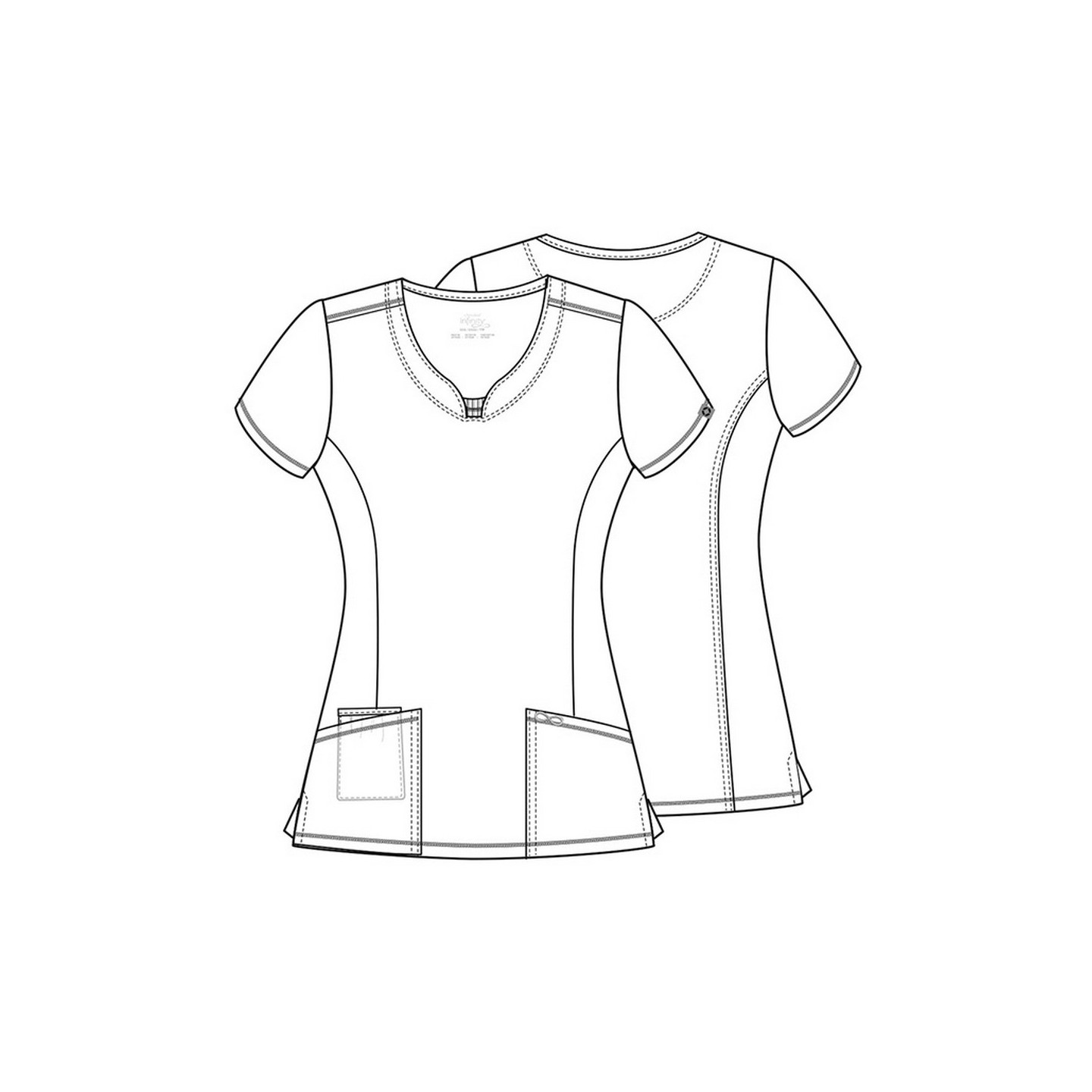 CK609 Round Neck Top in Inky Garden - Cherokee Infinity - Antimicrobial