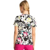 CK609 Round Neck Top in Inky Garden - Cherokee Infinity - Antimicrobial