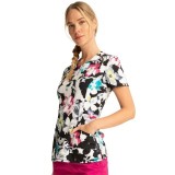 CK609 Round Neck Top in Inky Garden - Cherokee Infinity - Antimicrobial
