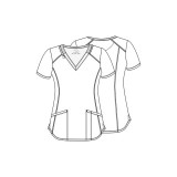 *VENTE FINALE CK634 Top imprimé col V en Digital Daisy - Cherokee Infinity - Antimicrobien