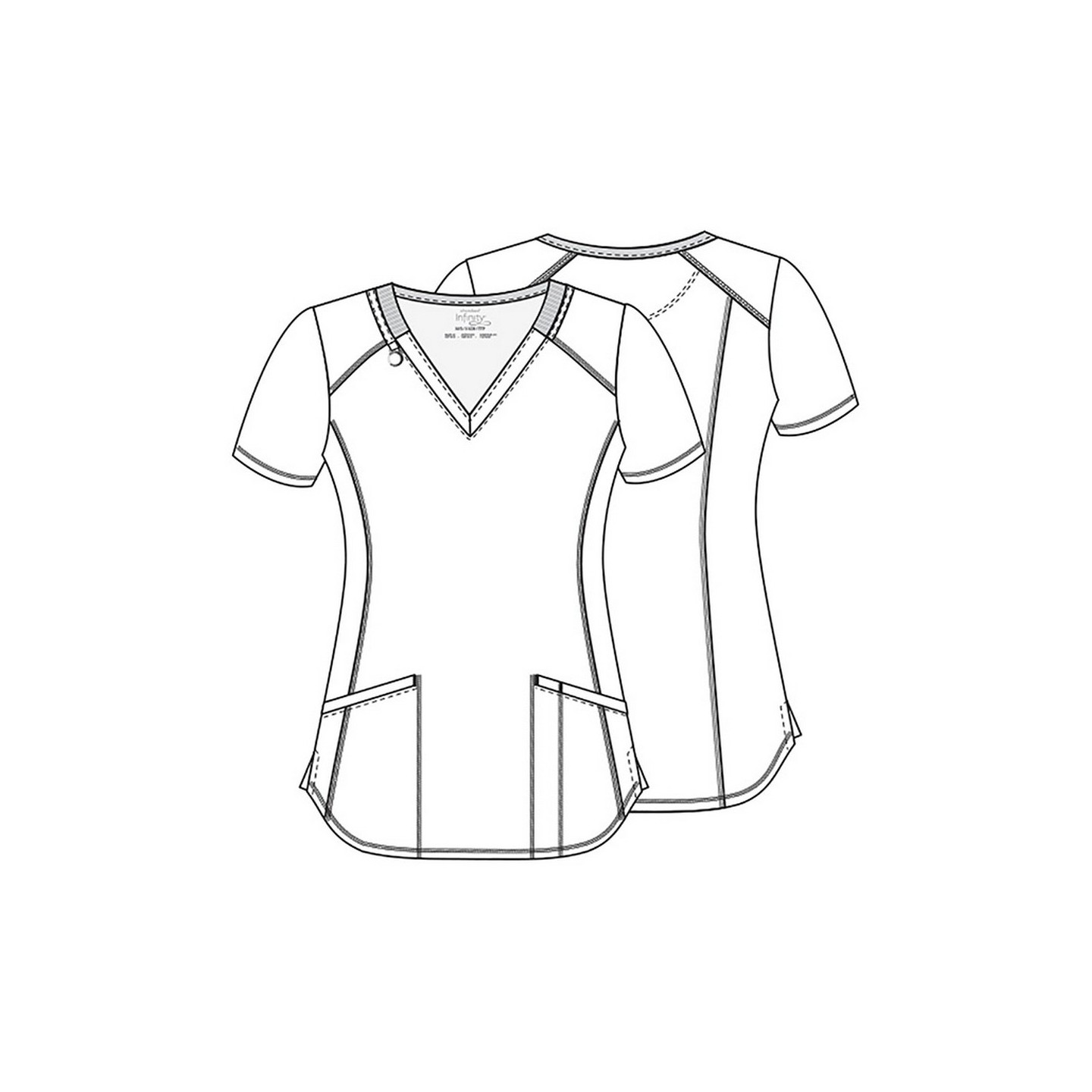 *VENTE FINALE CK634 Top imprimé col V en Digital Daisy - Cherokee Infinity - Antimicrobien