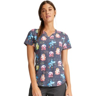 *VENTE FINALE CK637 Top à col V imprimé en Science Friends - Cherokee