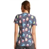 *FINAL SALE CK637 V-Neck Print Top in Science Friends - Cherokee Prints