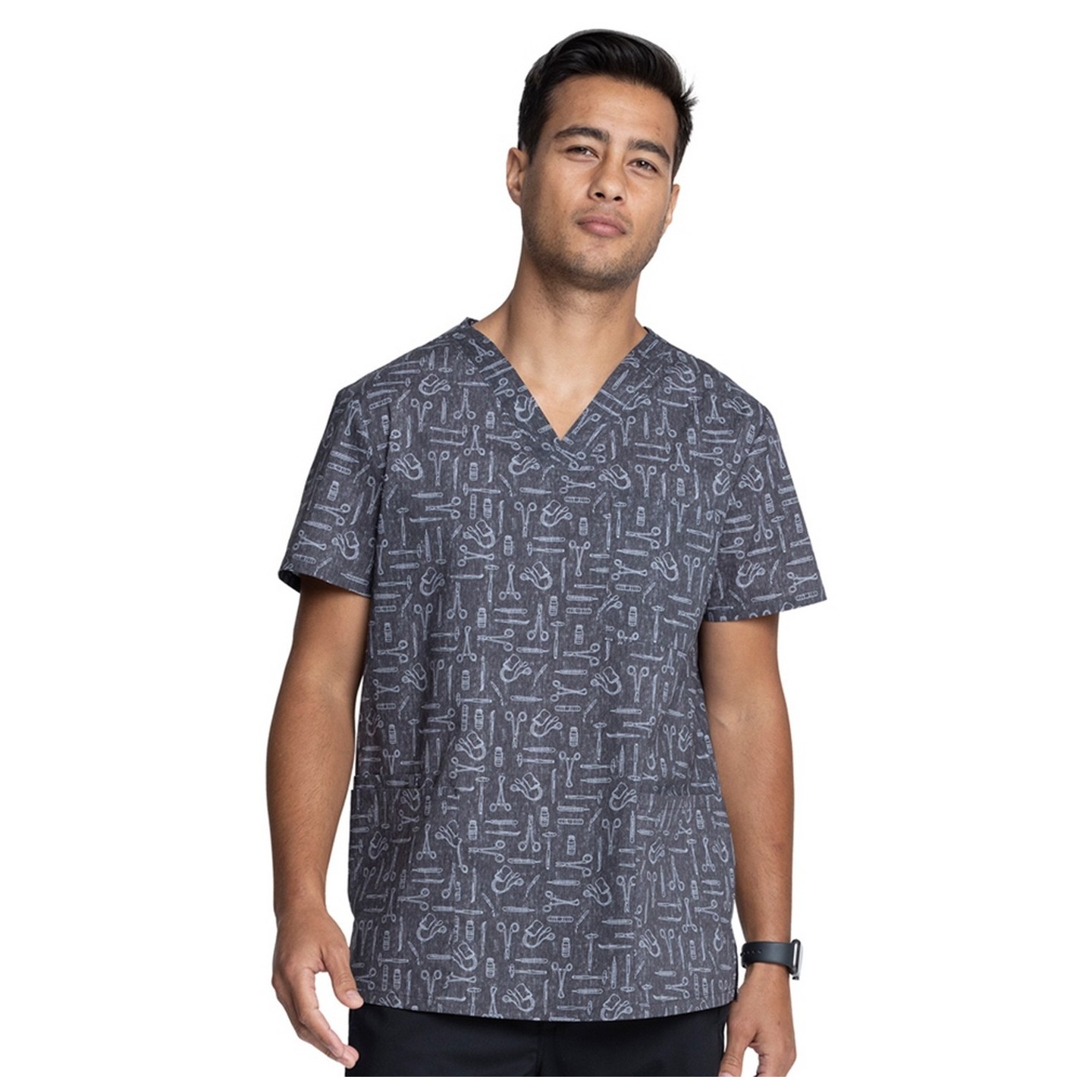 *FINAL SALE CK691 Cherokee Unisex V-Neck Print Top in Instumental Helpers