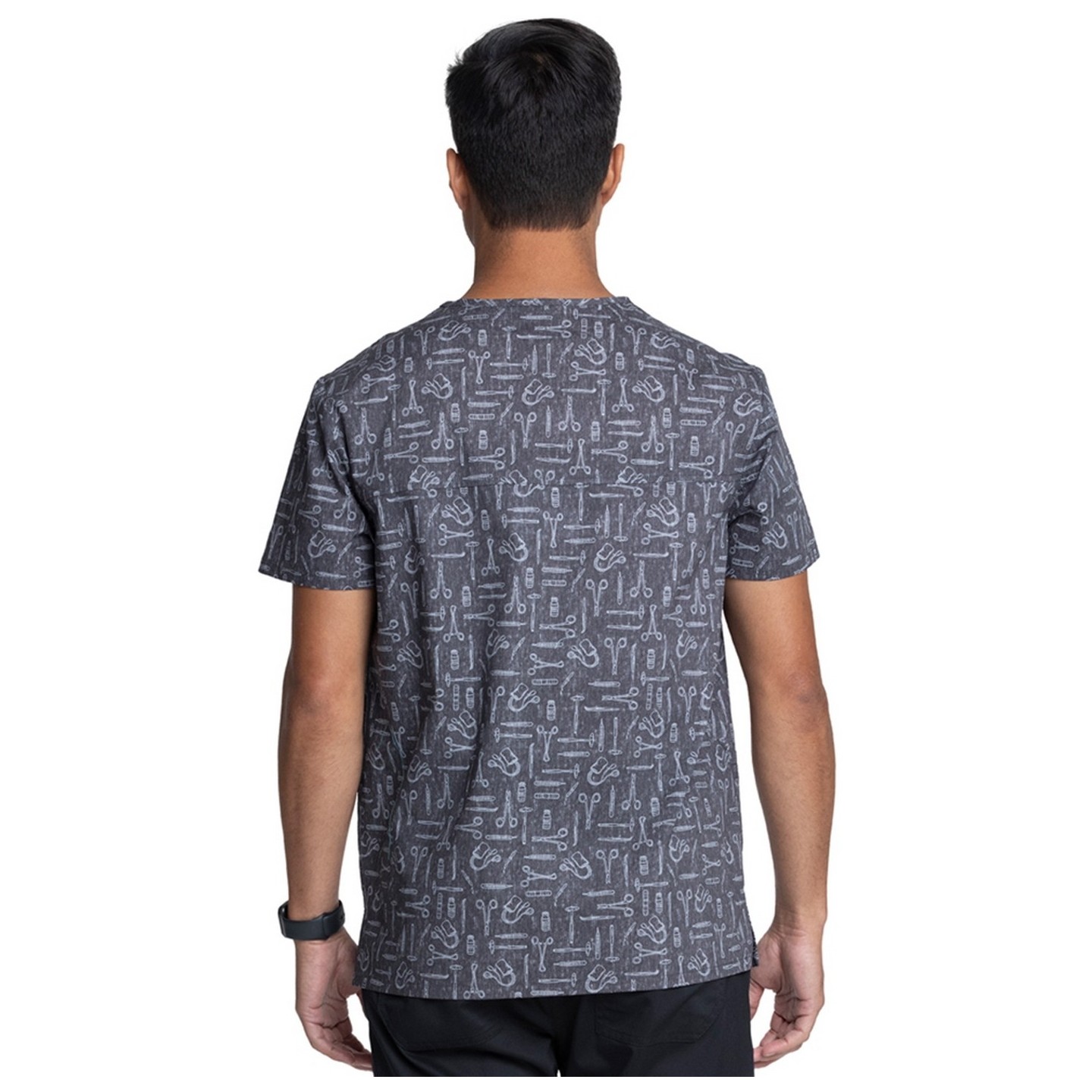 *FINAL SALE CK691 Cherokee Unisex V-Neck Print Top in Instumental Helpers