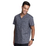 *FINAL SALE CK691 Cherokee Unisex V-Neck Print Top in Instumental Helpers