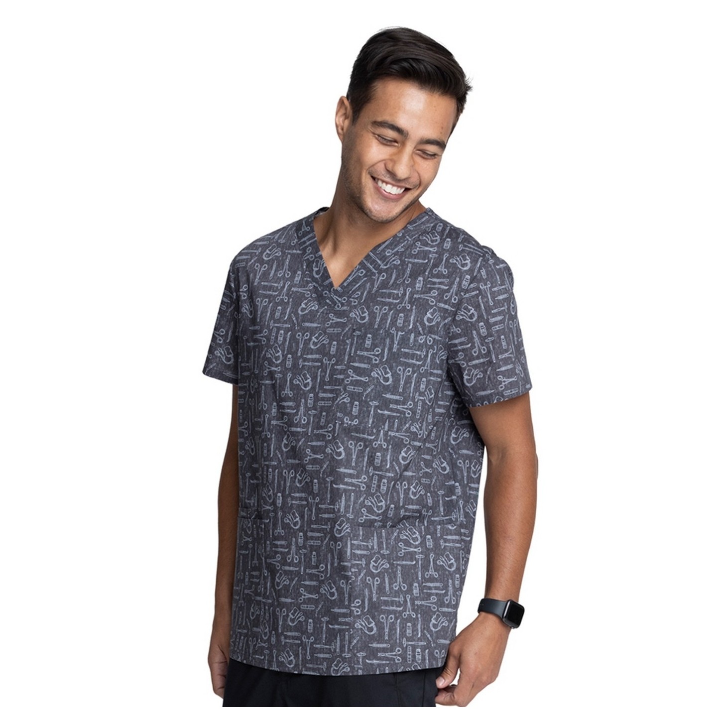 *FINAL SALE CK691 Cherokee Unisex V-Neck Print Top in Instumental Helpers