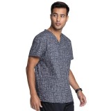 *FINAL SALE CK691 Cherokee Unisex V-Neck Print Top in Instumental Helpers