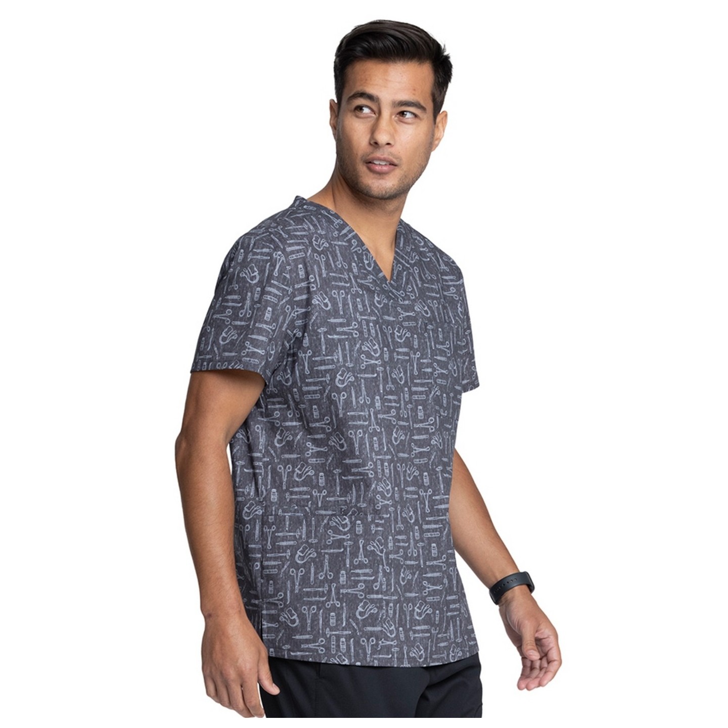 *FINAL SALE CK691 Cherokee Unisex V-Neck Print Top in Instumental Helpers