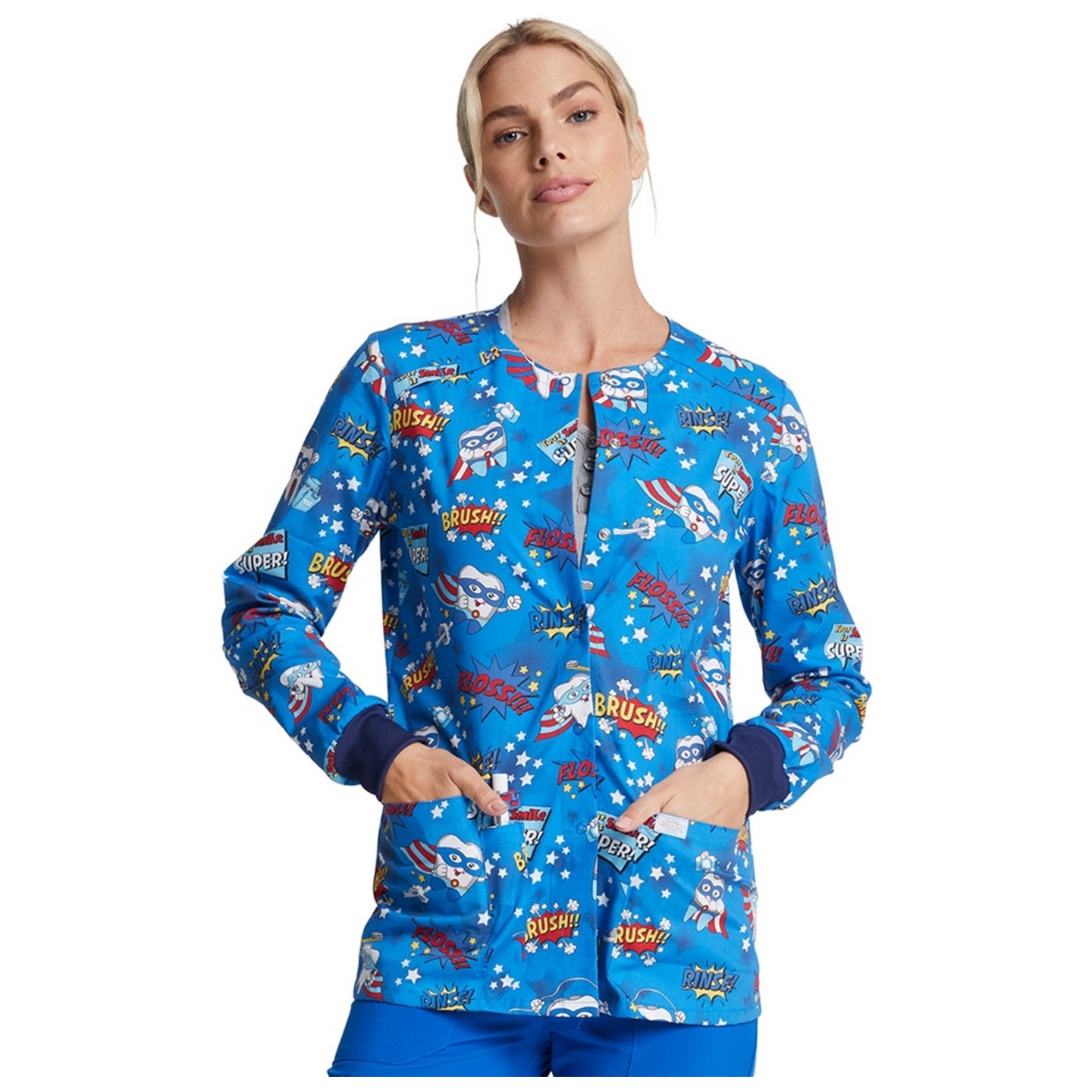 *VENTE FINALE DK306 Veste de survêtement à boutons-pression Dickies Prints en Super Smile