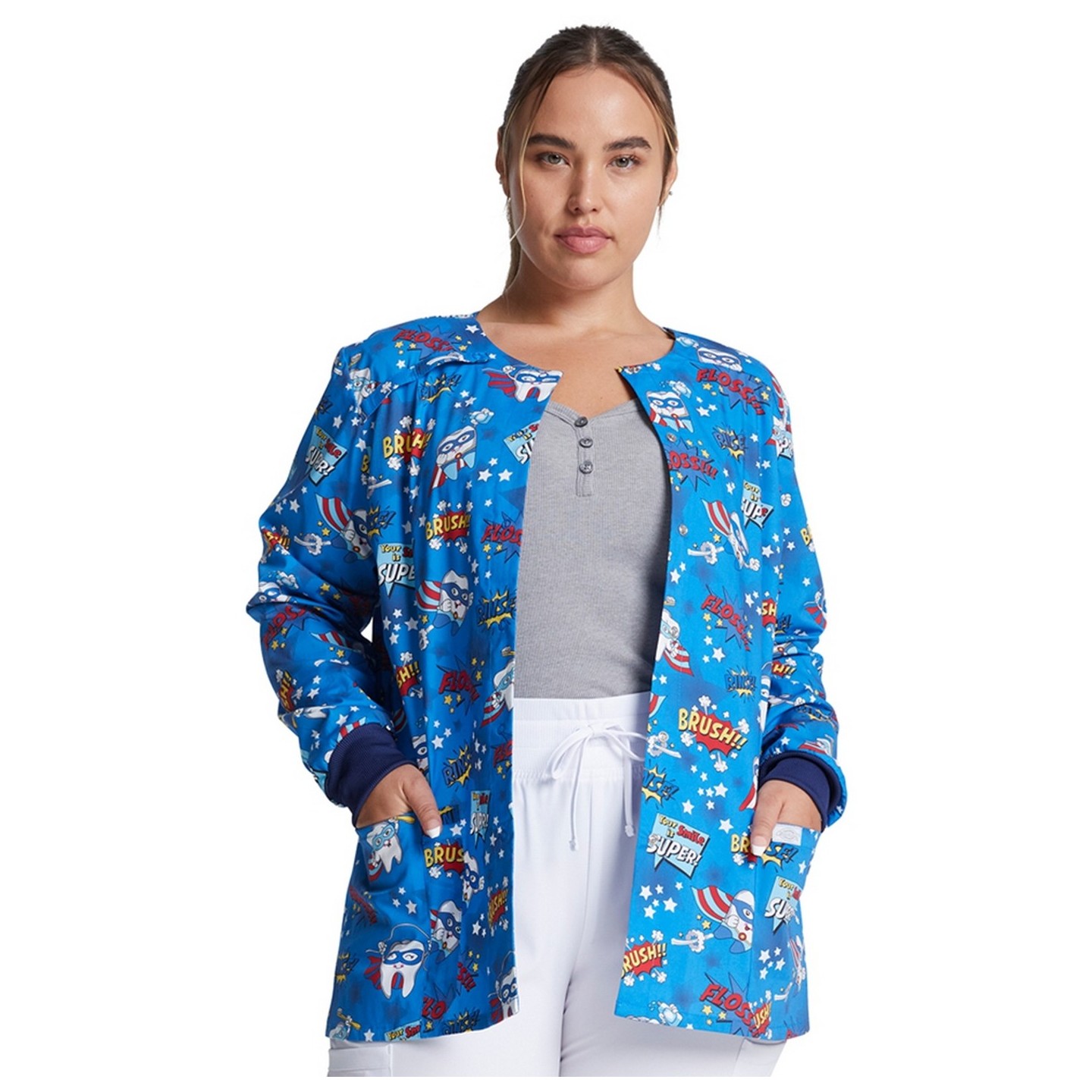 *FINAL SALE DK306 Dickies Prints Snap Front Warm-Up Jacket in Super Smile