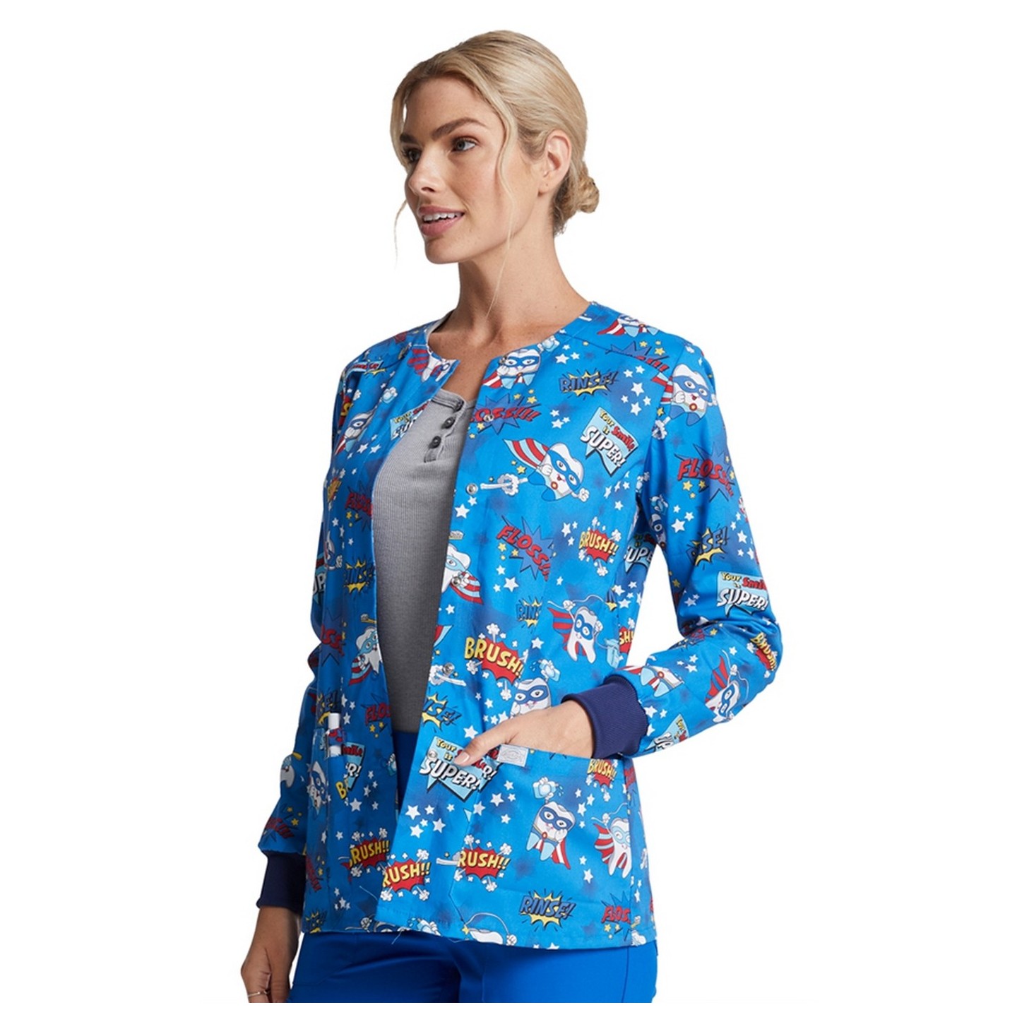*VENTE FINALE DK306 Veste de survêtement à boutons-pression Dickies Prints en Super Smile
