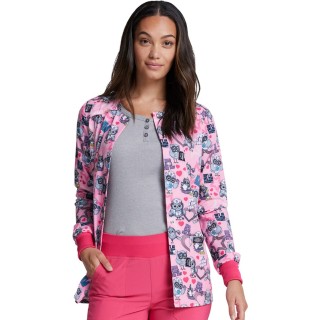 *FINAL SALE DK309 Dickies Prints Snap Front Warm-Up Jacket in Hoo Cares For You?