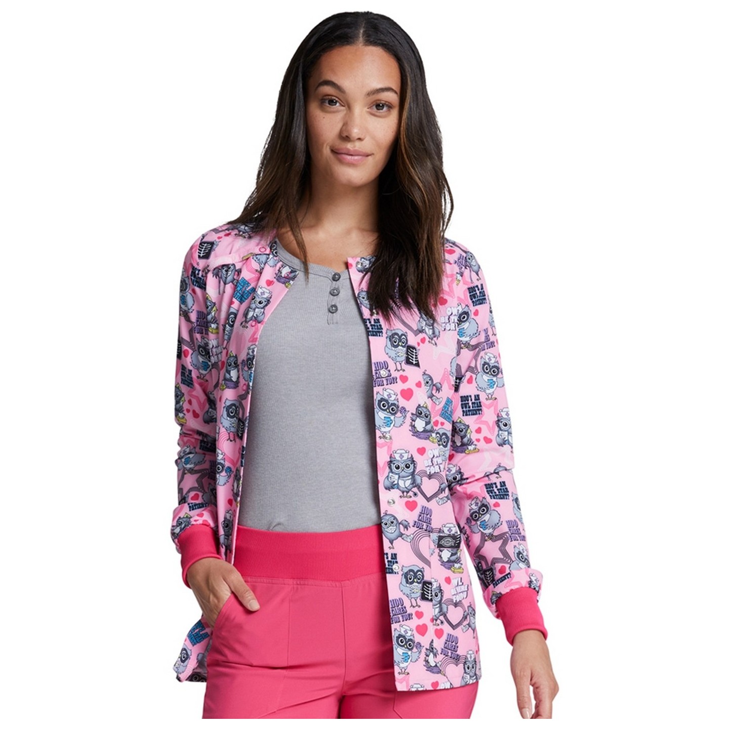 *VENTE FINALE DK309 Veste de survêtement à boutons-pression Dickies Prints en Hoo Cares For You?