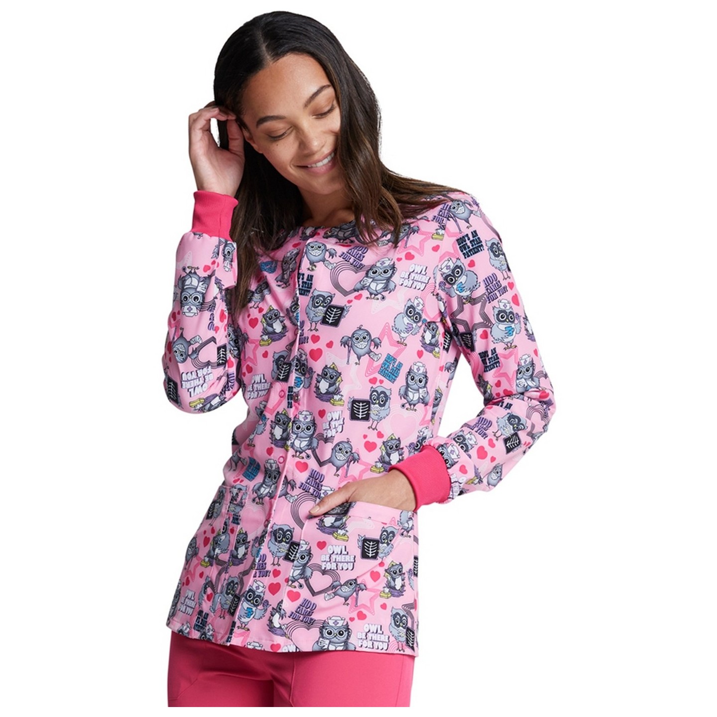 *VENTE FINALE DK309 Veste de survêtement à boutons-pression Dickies Prints en Hoo Cares For You?