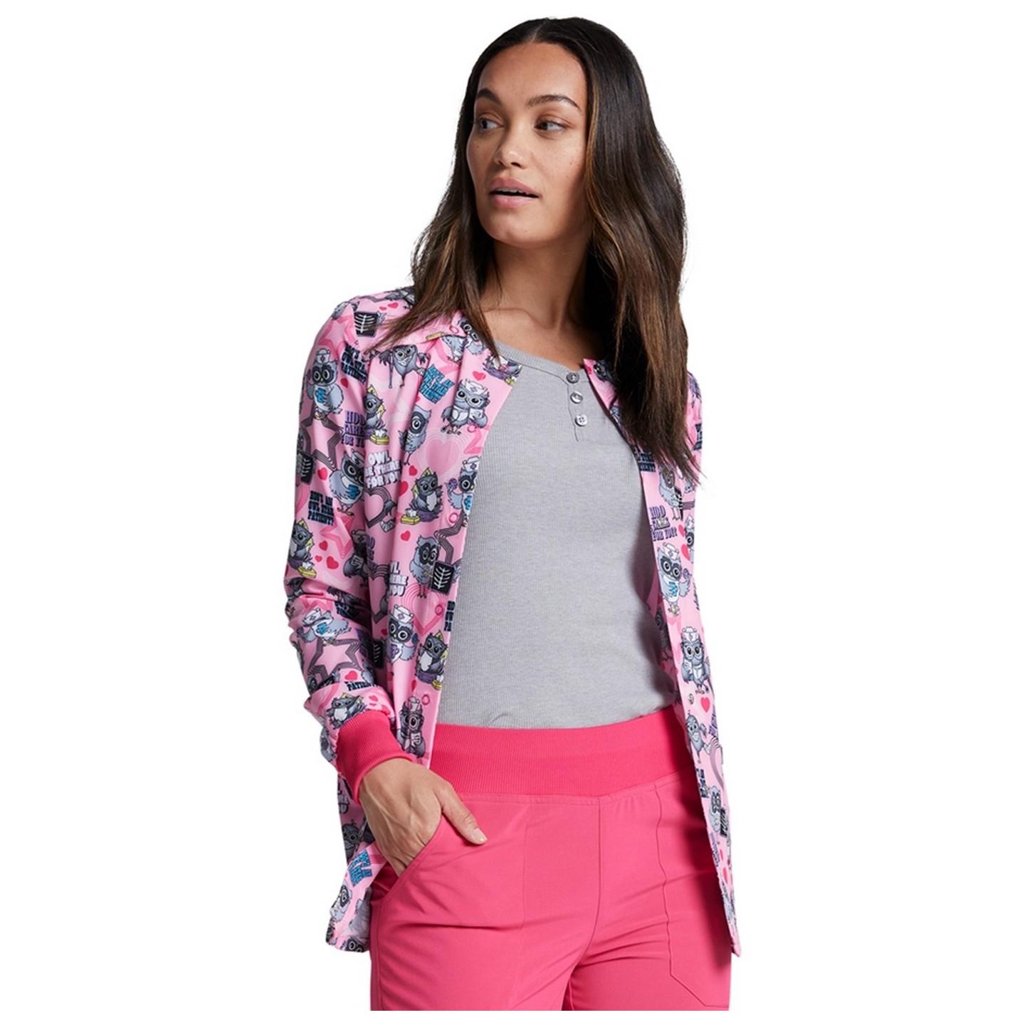 *VENTE FINALE DK309 Veste de survêtement à boutons-pression Dickies Prints en Hoo Cares For You?