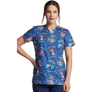 *FINAL SALE DK704 Dickies Prints V-Neck Top in Roo-ting For You