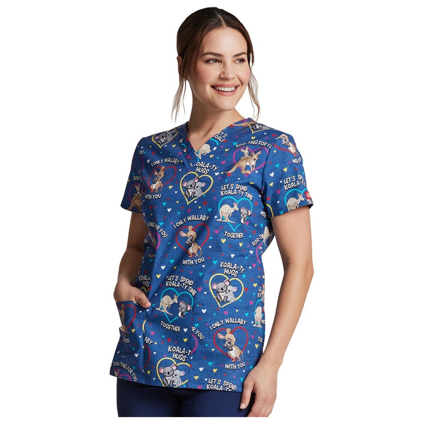 *FINAL SALE DK704 Dickies Prints V-Neck Top in Roo-ting For You