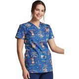 *FINAL SALE DK704 Dickies Prints V-Neck Top in Roo-ting For You