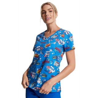 *VENTE FINALE DK721 - Top à col en V imprimé Dickies - Super Smile