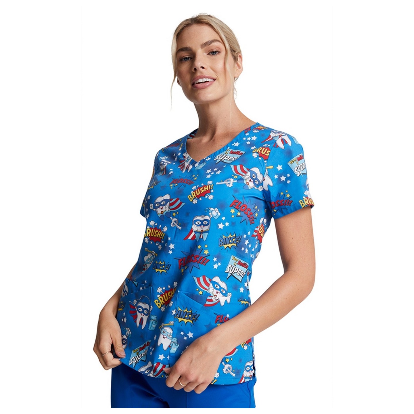 *FINAL SALE DK721 Dickies Prints V-Neck Top in Super Smile