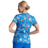 *VENTE FINALE DK721 - Top à col en V imprimé Dickies - Super Smile