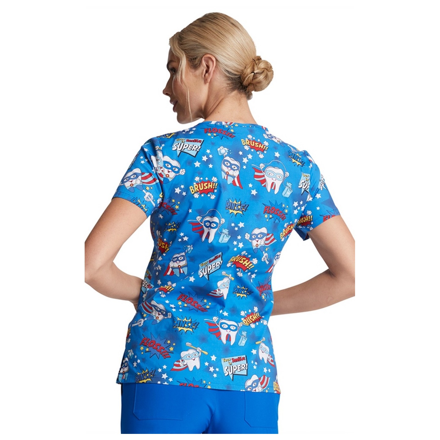 *VENTE FINALE DK721 - Top à col en V imprimé Dickies - Super Smile