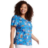 *VENTE FINALE DK721 - Top à col en V imprimé Dickies - Super Smile