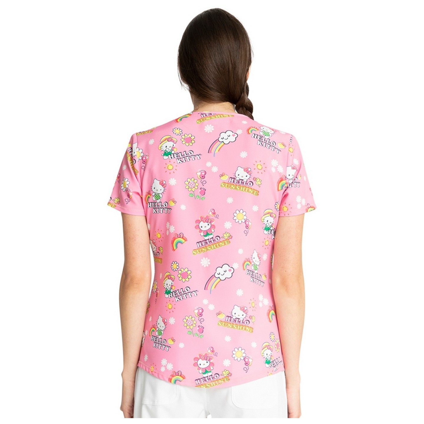*VENTE FINALE TF770 Cherokee Licensed V-Neck Print Top in Hello Kitty Sunshine