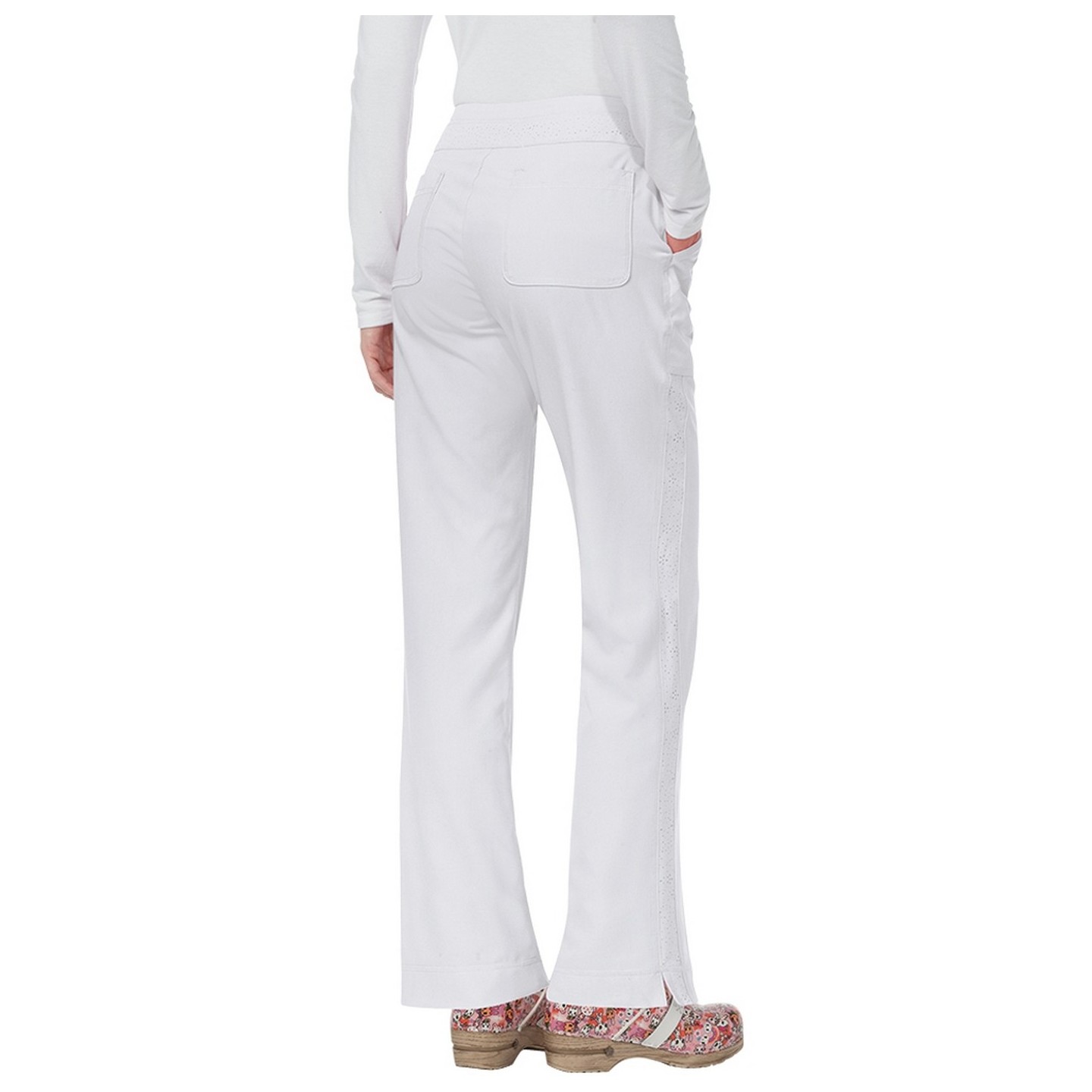 727 Koi Mariposa Maddi Elastic Waist Scrub Pants - White