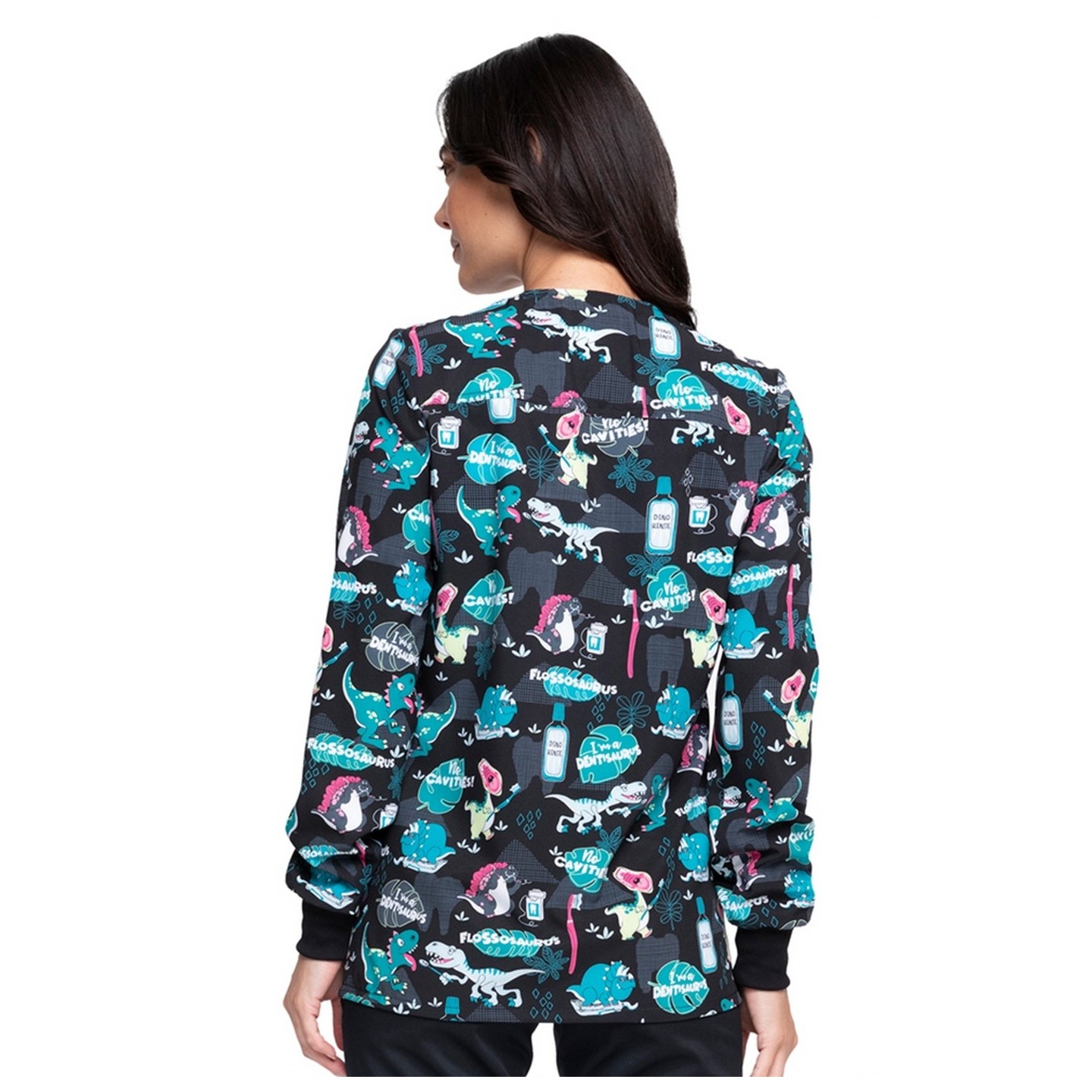 *VENTE FINALE CK321 Cherokee Prints Veste de survêtement à boutons-pression, coloris I'm A Dentisaurus