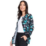 *FINAL SALE CK321 Cherokee Prints Snap Front Print Warm-up Jacket in I'm A Dentisaurus