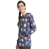 *FINAL SALE CK321 Cherokee Prints Snap Front Print Warm-up Jacket in Science Friends