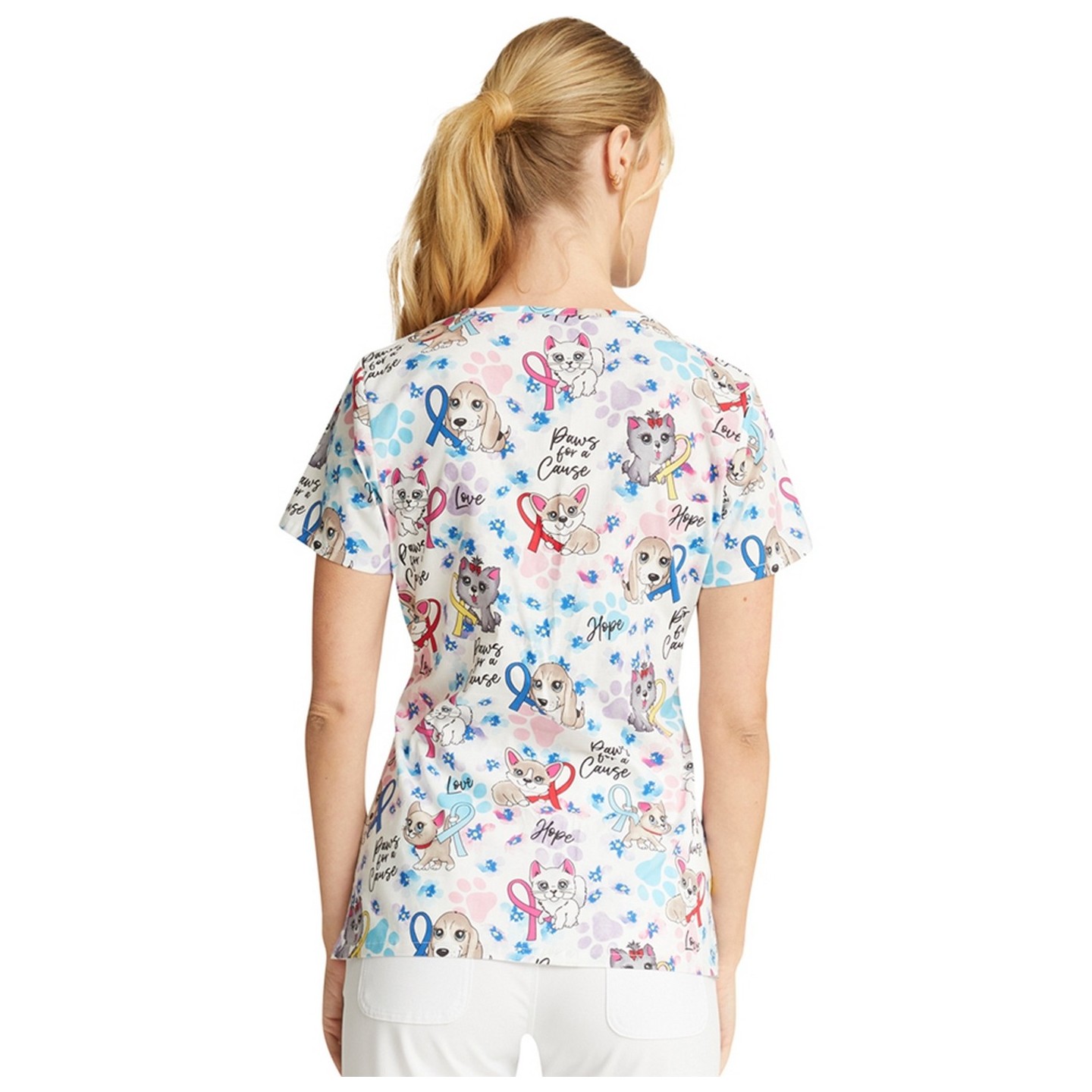 *FINAL SALE CK616 Cherokee Prints V-Neck Print Top in Paws For A Cause