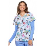 *VENTE FINALE CK616 Cherokee Prints V-Neck Print Top in Totally Pawsome