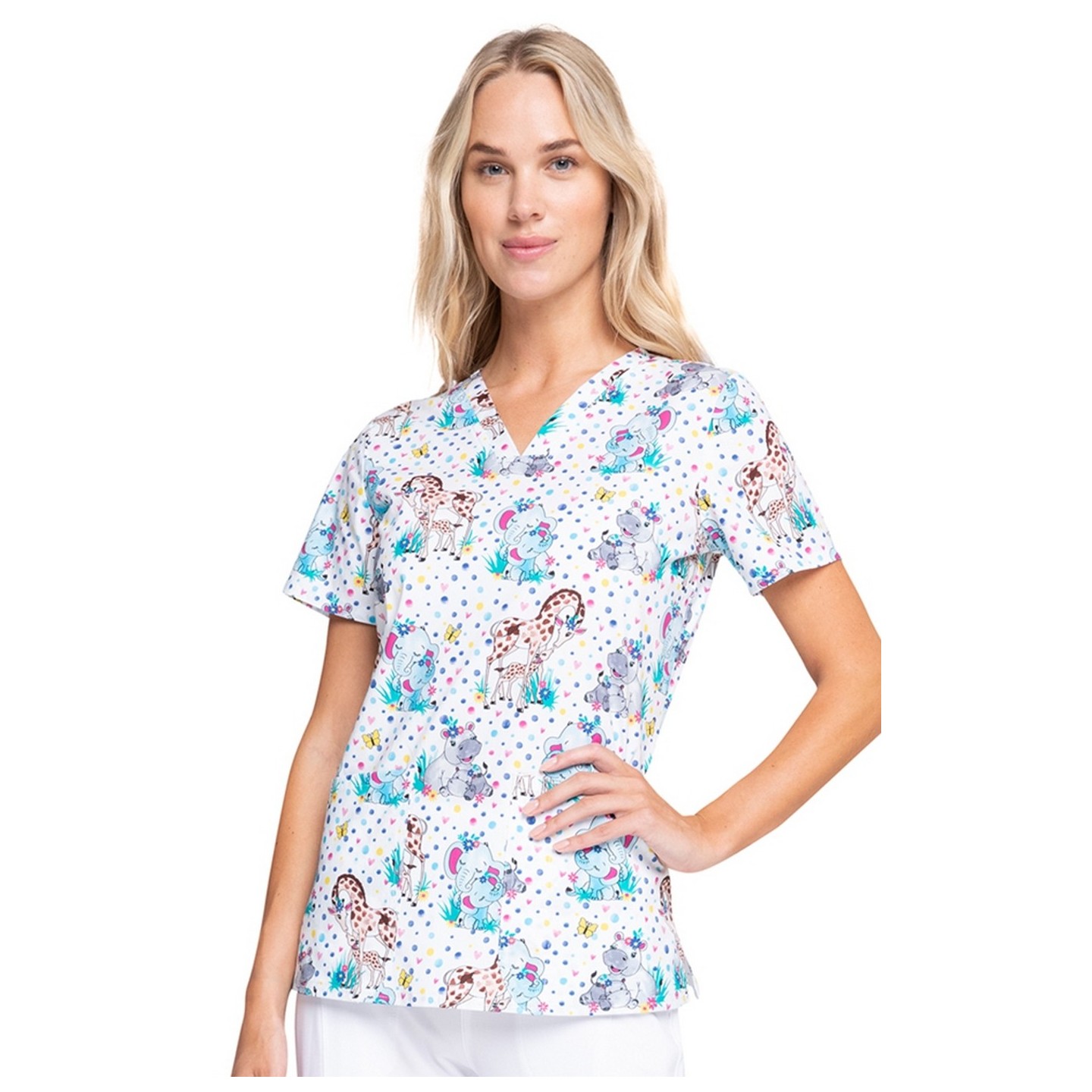 *FINAL SALE CK651 Cherokee Prints V-Neck Knit Panel Top in Jungle Babes